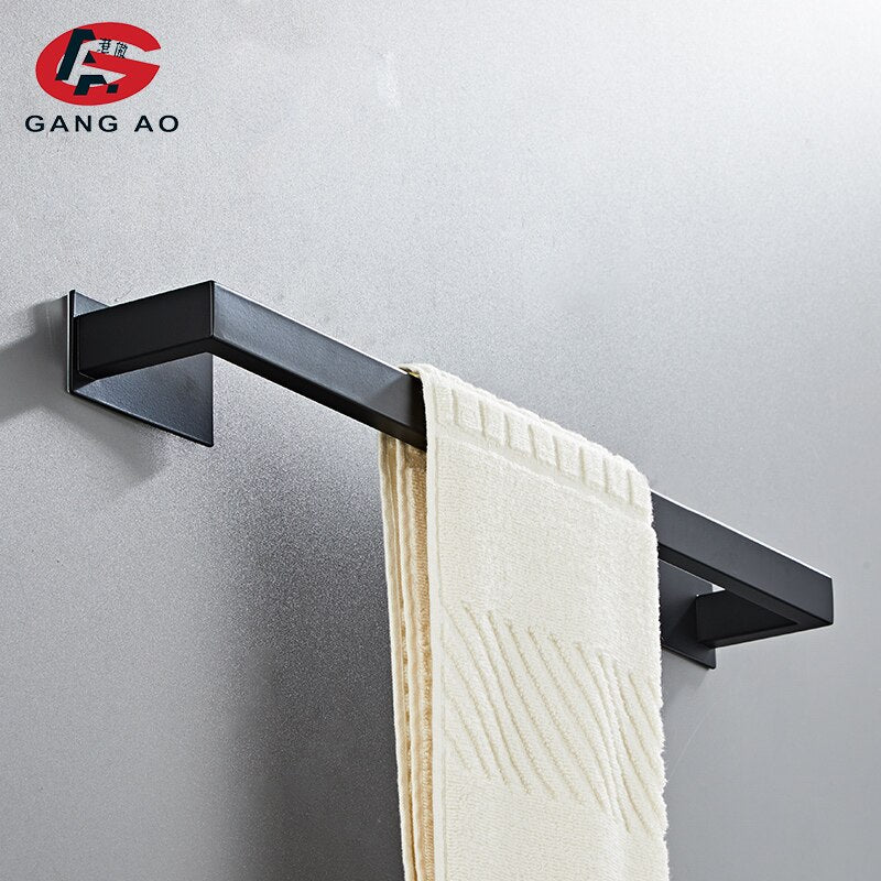 Bathroom Hardware Set self Adhesive Bathroom Accessories Black Finish Towel Bar Towel Hook Towel Ring Toilet Paper Holder