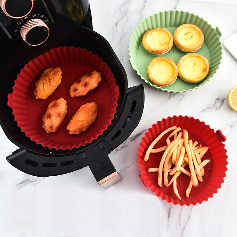 OIMG Round Replacemen Air Fryers Oven Baking Tray Fried Chicken Basket Mat Air Fryer Silicone Pot Grill Pan Kitchen Accessories