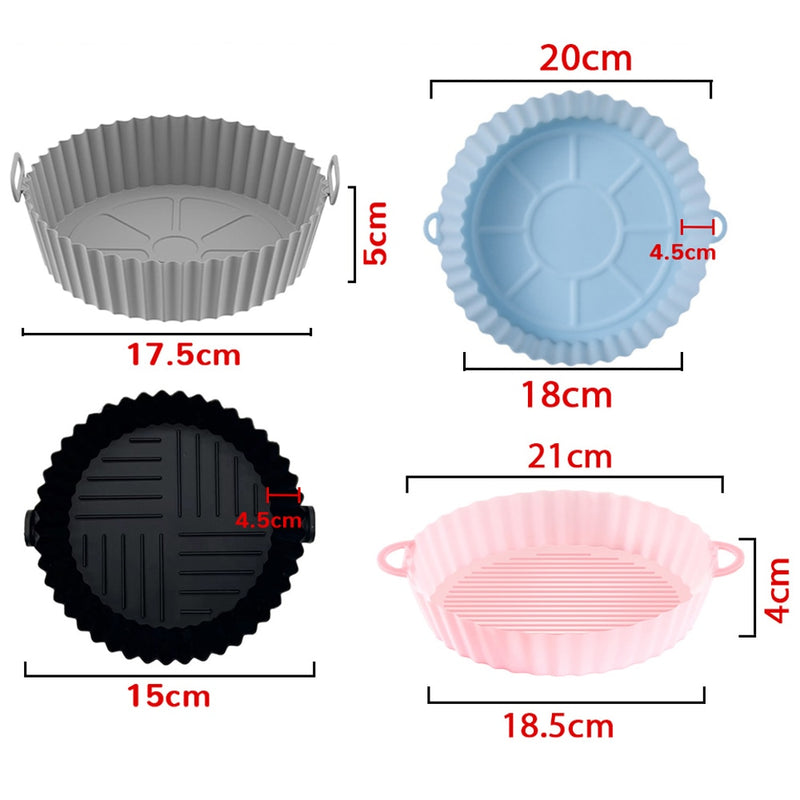 OIMG Round Replacemen Air Fryers Oven Baking Tray Fried Chicken Basket Mat Air Fryer Silicone Pot Grill Pan Kitchen Accessories