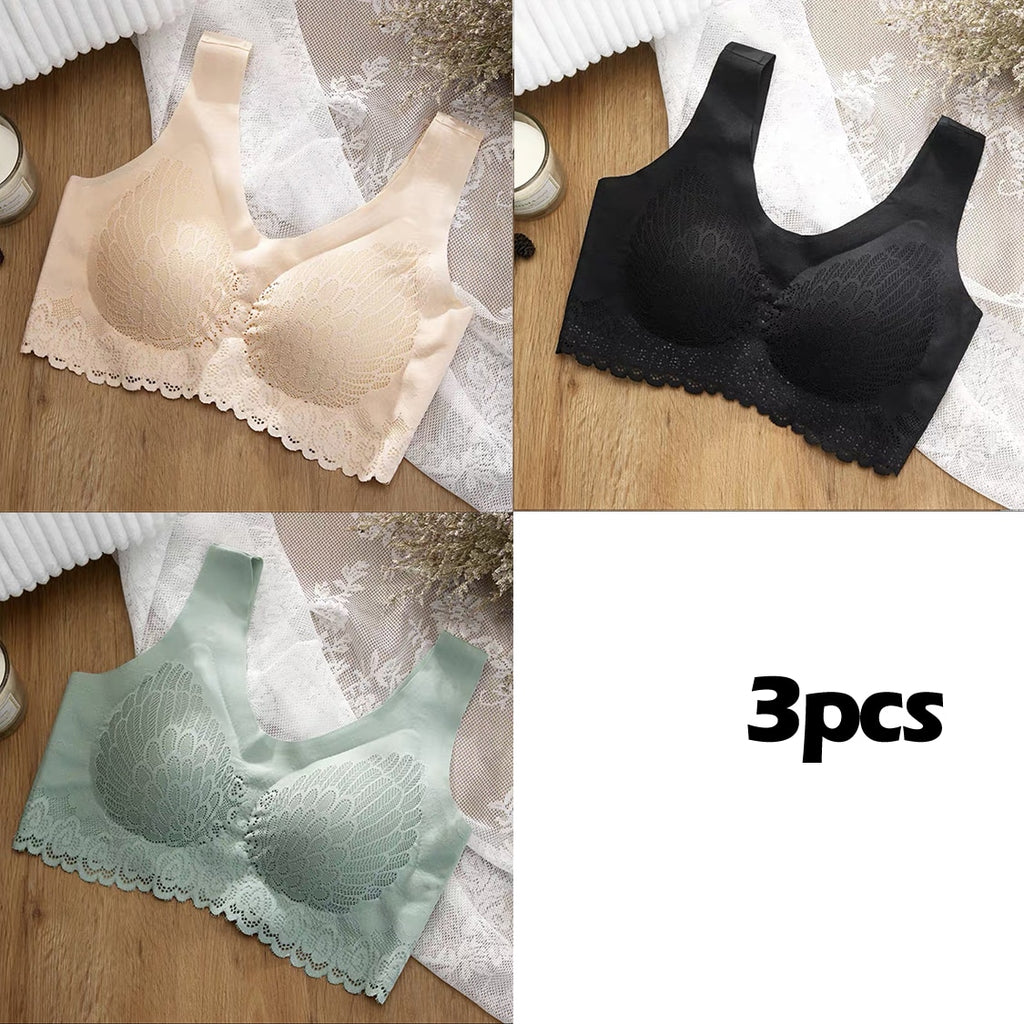 Vip Link 3pcs Plus 4XL Latex Bra Seamless Bras For Women Underwear BH Push  Up Bralette