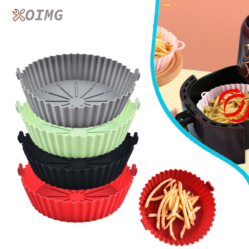 OIMG Round Replacemen Air Fryers Oven Baking Tray Fried Chicken Basket Mat Air Fryer Silicone Pot Grill Pan Kitchen Accessories